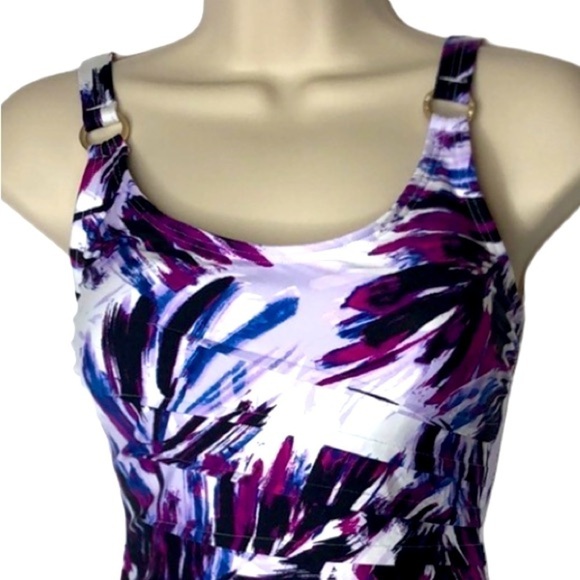 Calvin Klein Rosette Multi Island Feather Starburst One Piece Swimsuit - Picture 4 of 15